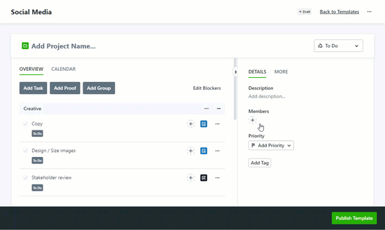 Configuring Specialties in Project Templates
