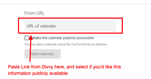 Add calendar URL
