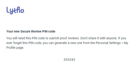 permanent PIN via email