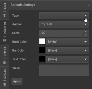 Type dropdown