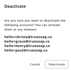 deactivate confirmation