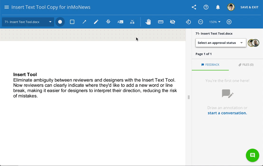 Insert Text Tool example