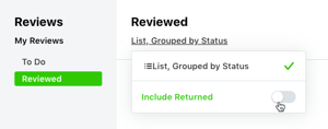 Include returned toggle