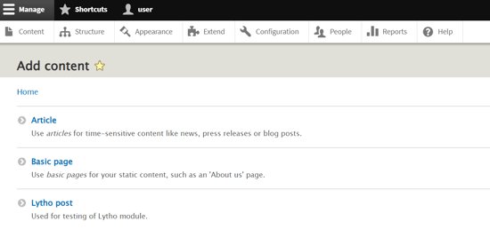 +Add Content button