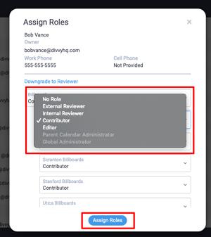 Applying roles to new user