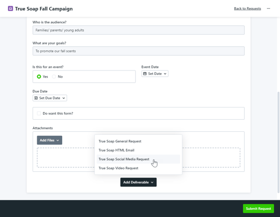 Selecting a deliverable form