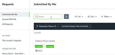 search within custom view
