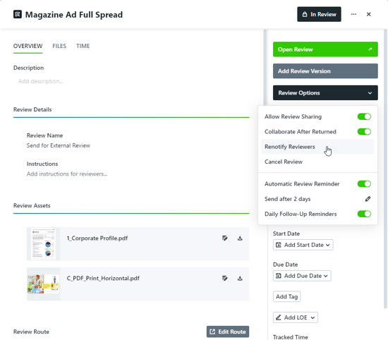 Renotify Reviewers option
