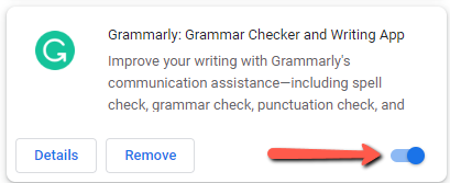Grammarly toggle