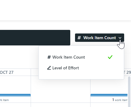 Work item count dropdown