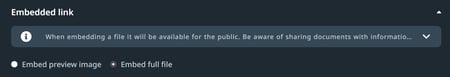 Embedded link option
