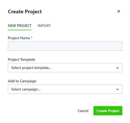 create project modal