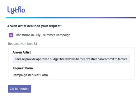 Declined Request email notification 